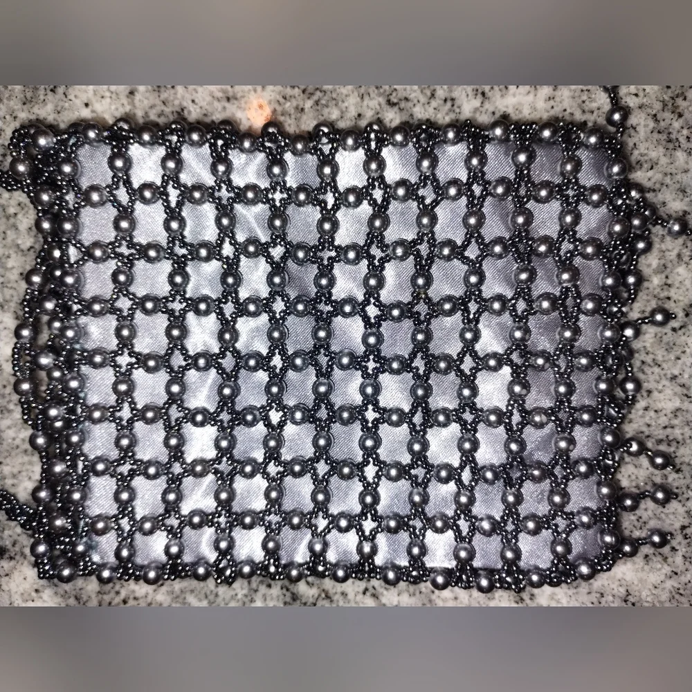 Georgio Beverly Hills Elegant Gray Beaded Women's Bag